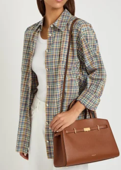 The Hudson midi grained leather top handle bag