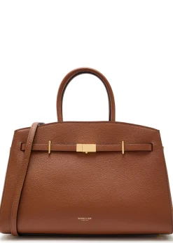 The Hudson midi grained leather top handle bag