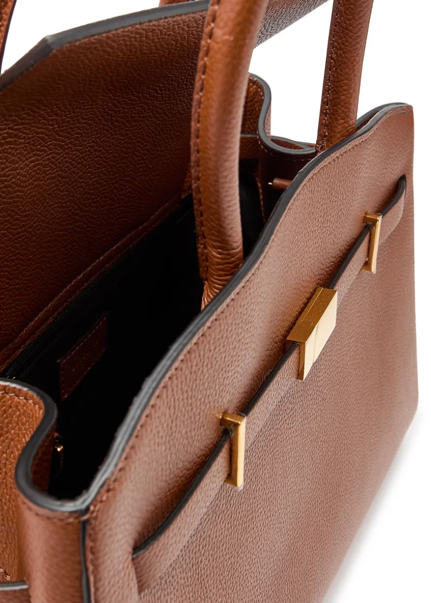 The Hudson midi grained leather top handle bag