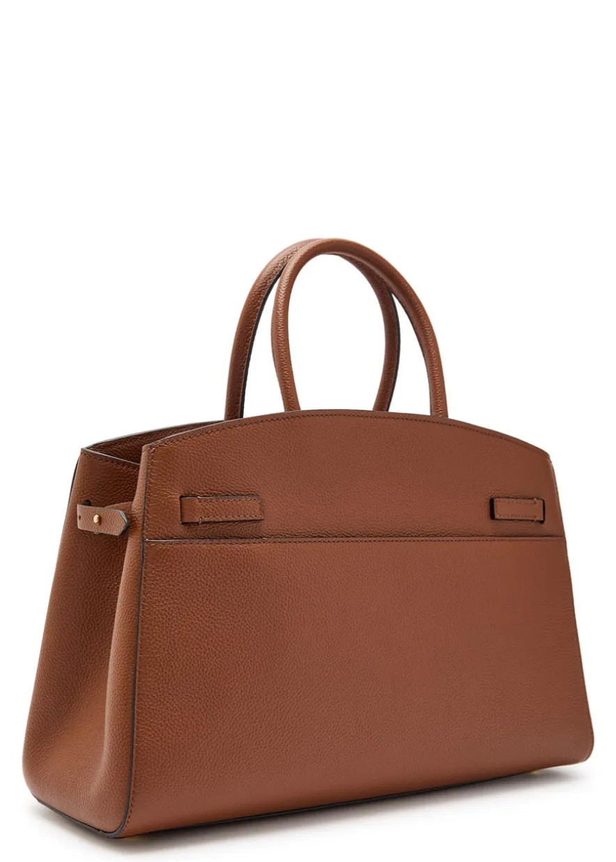 The Hudson midi grained leather top handle bag