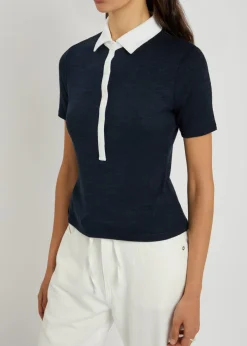 The Knit Button stretch-knit polo top