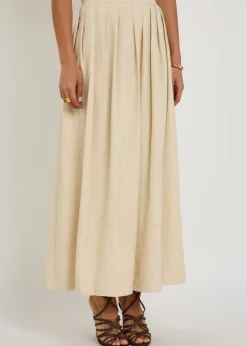 The Lea pleated woven maxi skirt