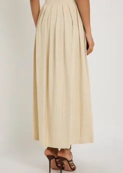 The Lea pleated woven maxi skirt