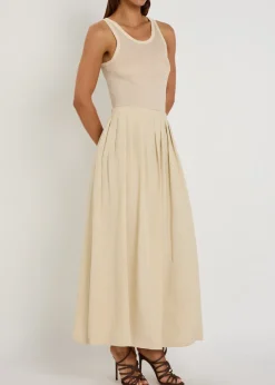 The Lea pleated woven maxi skirt