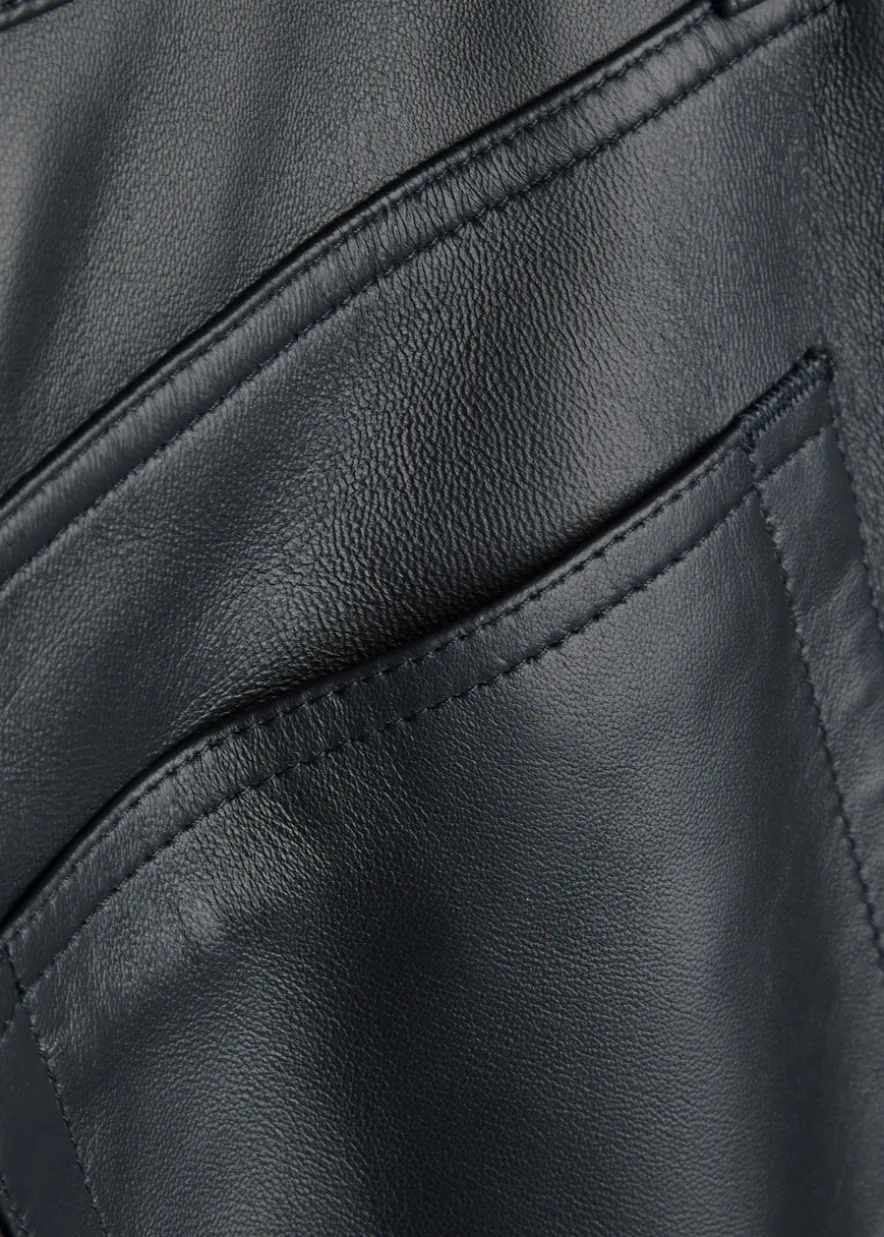 The Leather Neat barrel-leg leather trousers