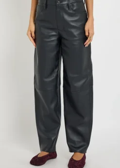 The Leather Neat barrel-leg leather trousers