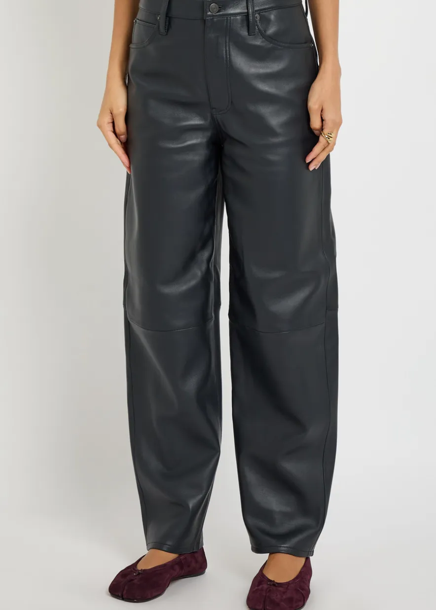 The Leather Neat barrel-leg leather trousers