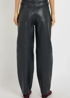 The Leather Neat barrel-leg leather trousers