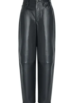 The Leather Neat barrel-leg leather trousers