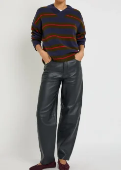 The Leather Neat barrel-leg leather trousers