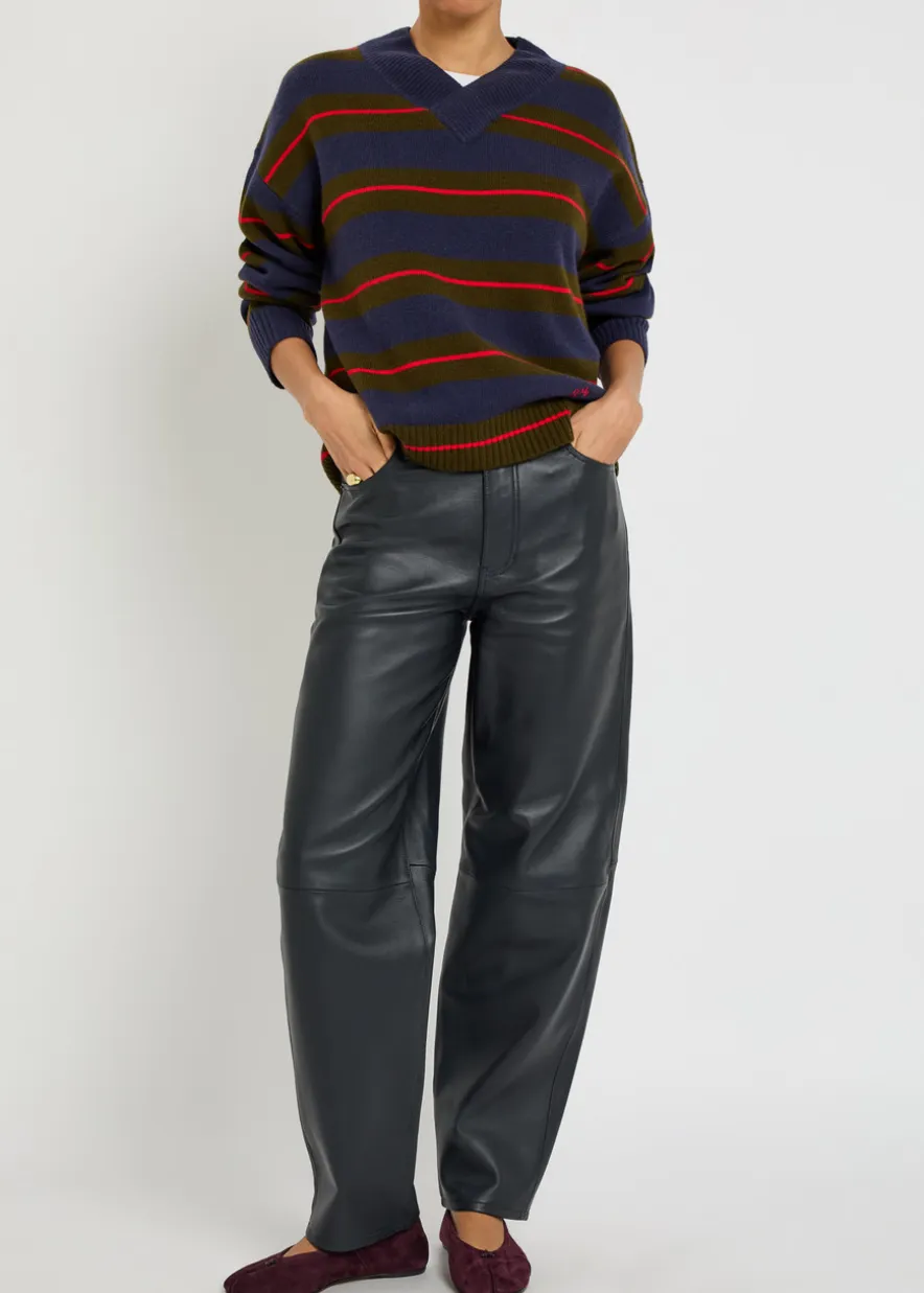 The Leather Neat barrel-leg leather trousers