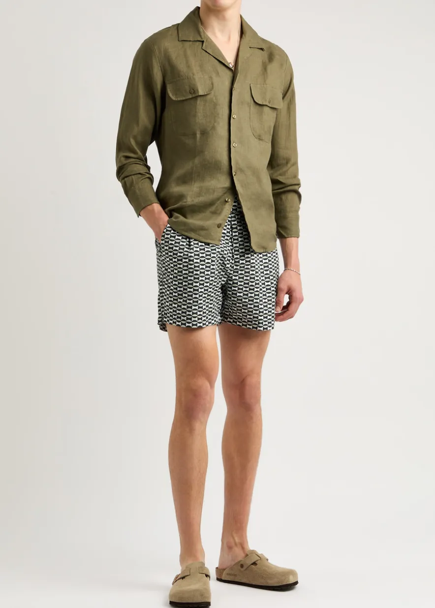 The London printed shell swim shorts