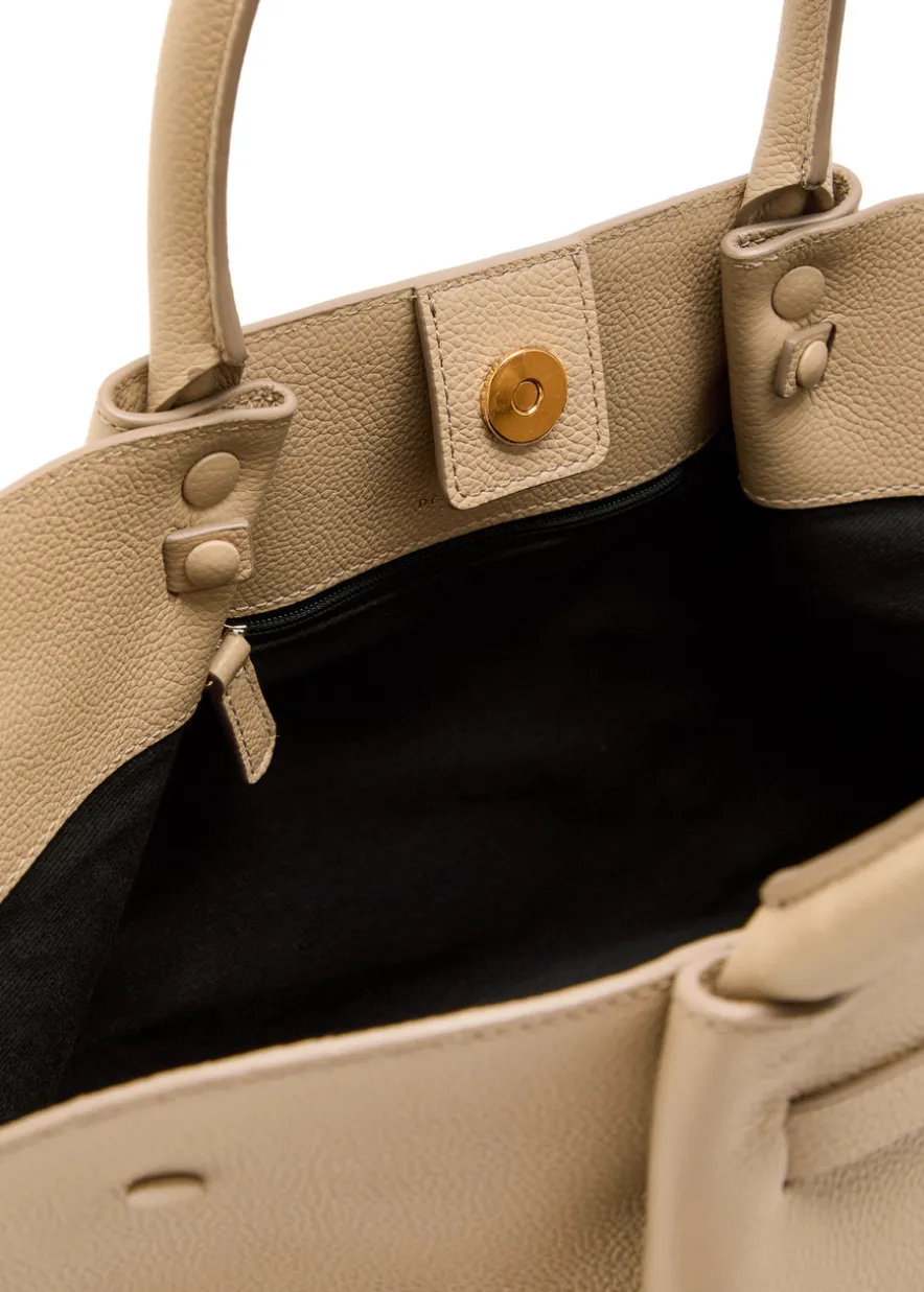 The Midi New York grained leather tote bag