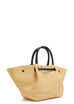 The New York midi raffia and leather tote
