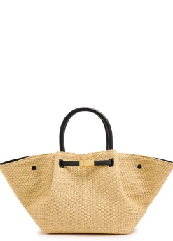 The New York midi raffia and leather tote
