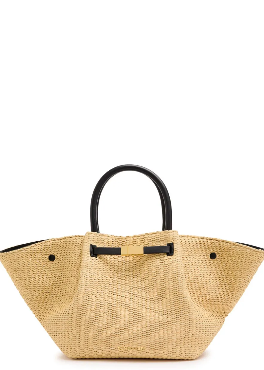 The New York midi raffia and leather tote
