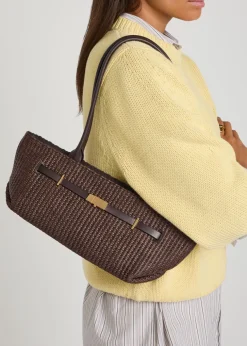 The New York raffia and leather shoulder bag