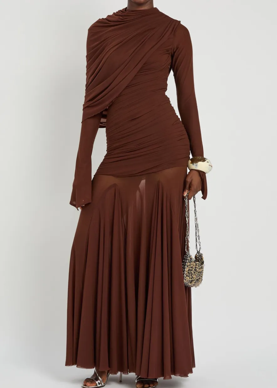 The Oakland draped stretch-tulle gown