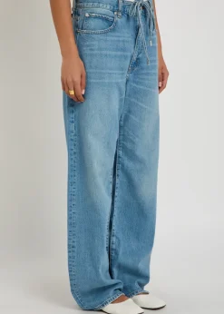 The Off Duty Drawstring Bow curved wide-leg jeans
