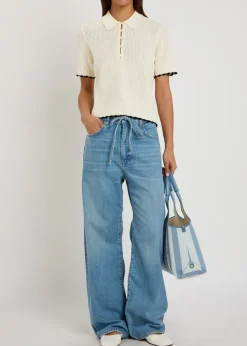 The Off Duty Drawstring Bow curved wide-leg jeans