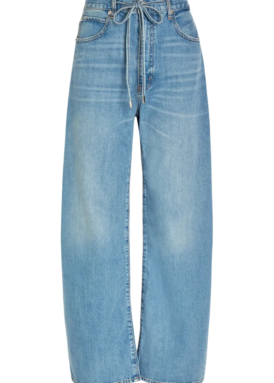 The Off Duty Drawstring Bow curved wide-leg jeans