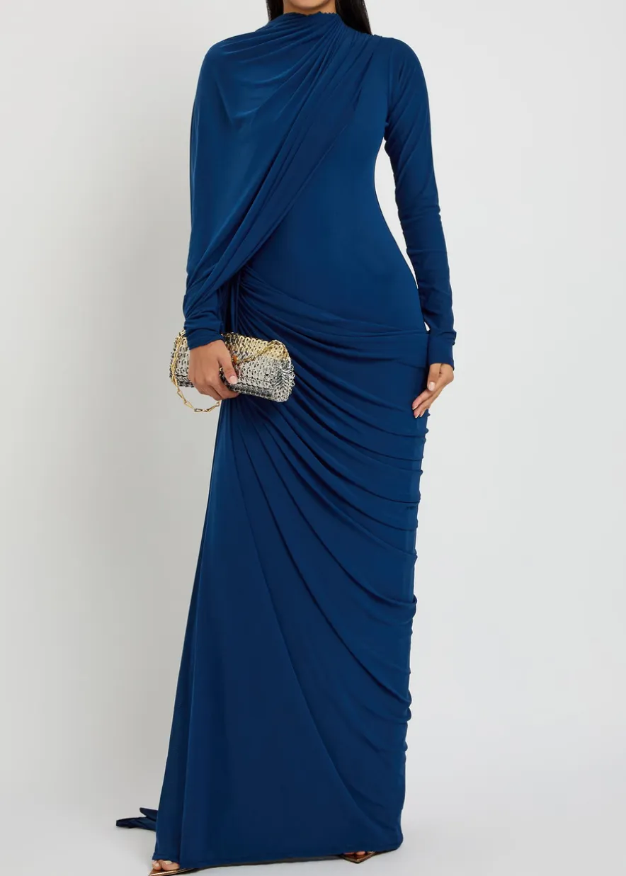The Settle draped asymmetric stretch-jersey gown