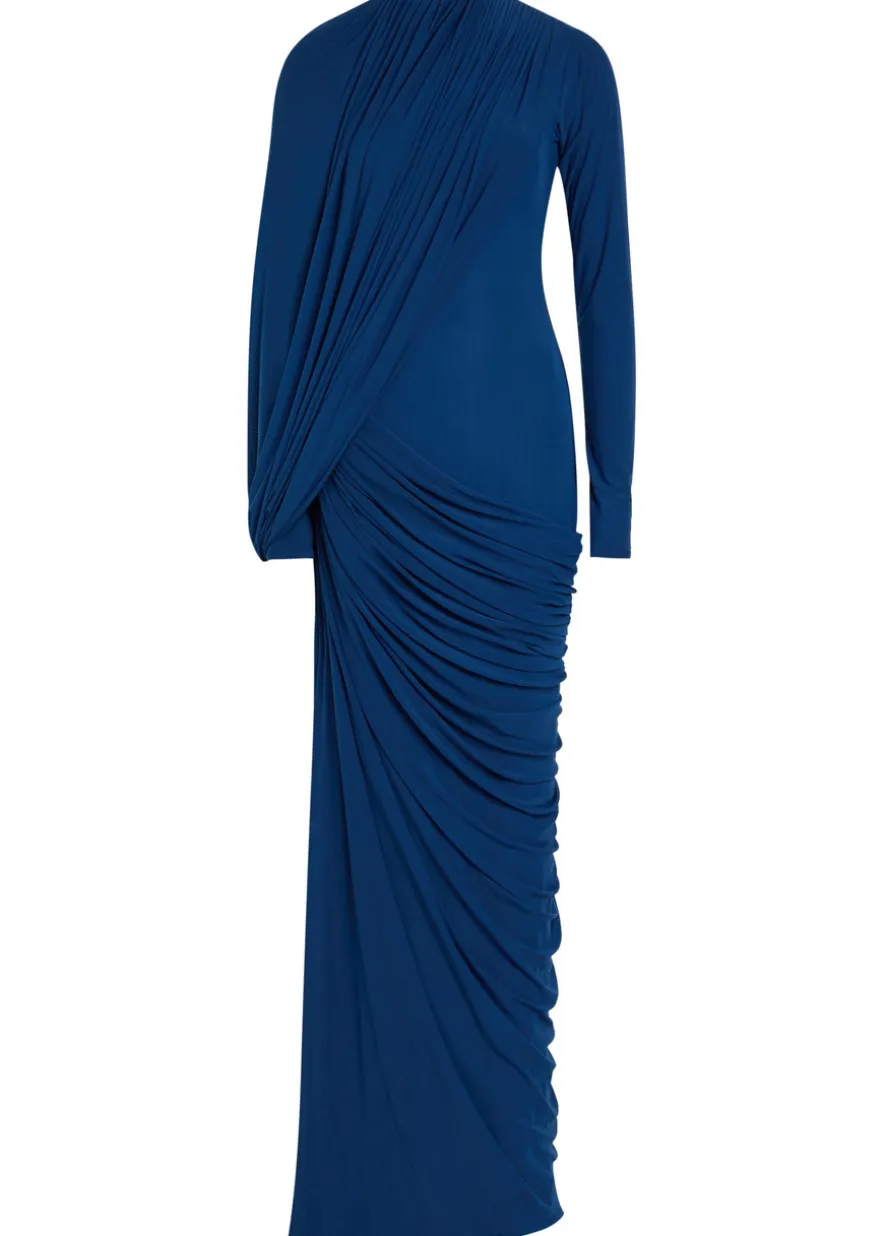 The Settle draped asymmetric stretch-jersey gown