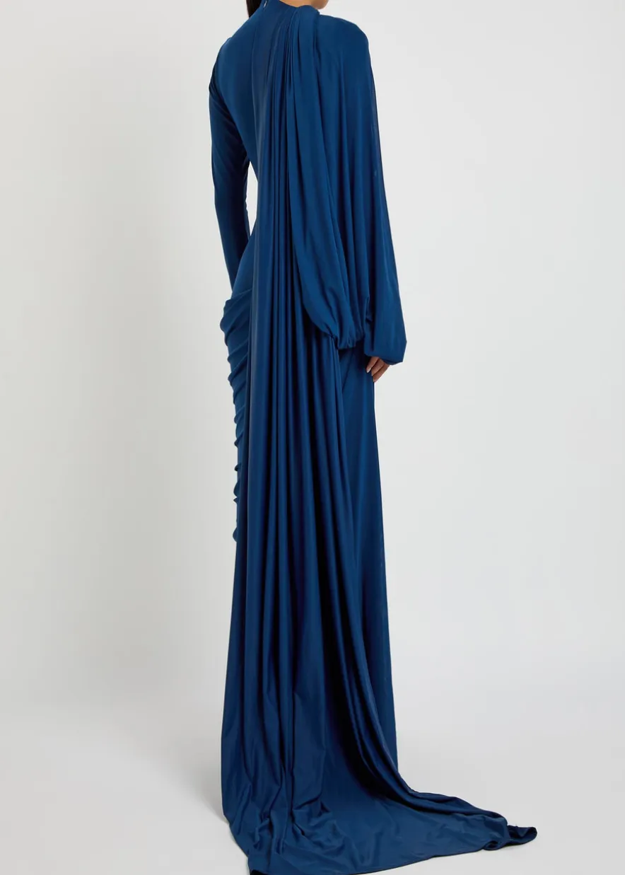 The Settle draped asymmetric stretch-jersey gown