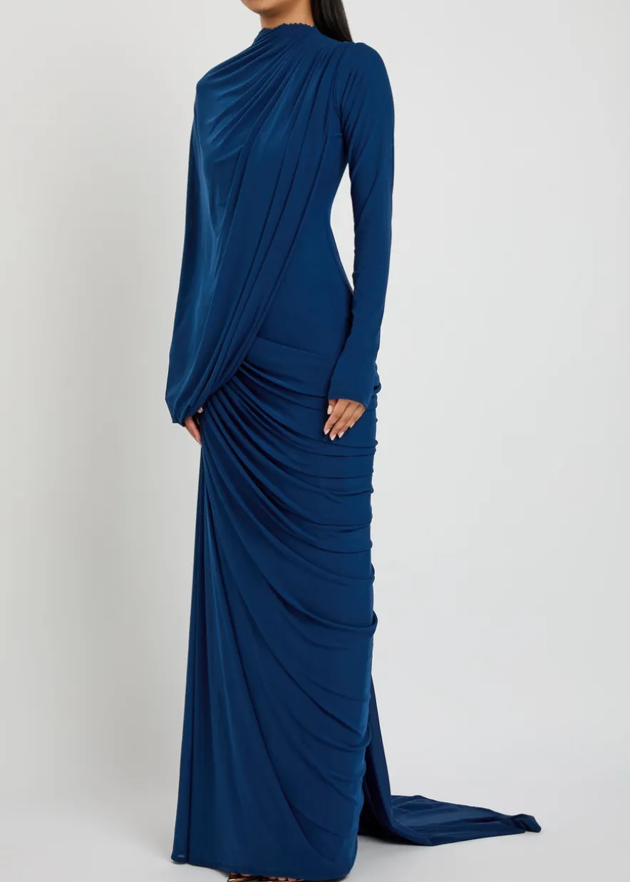 The Settle draped asymmetric stretch-jersey gown