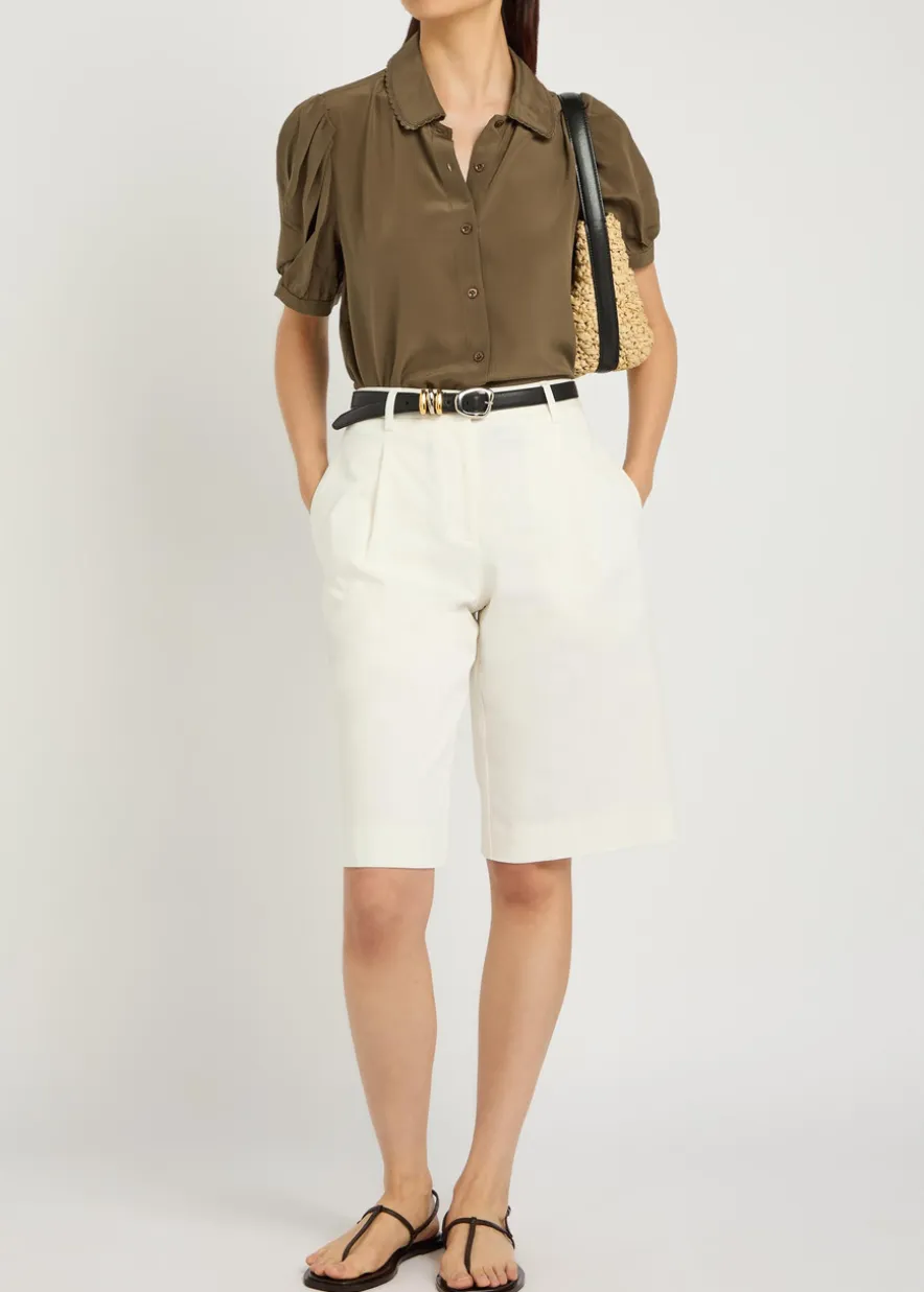 The Silk Prim cropped silk-chiffon blouse