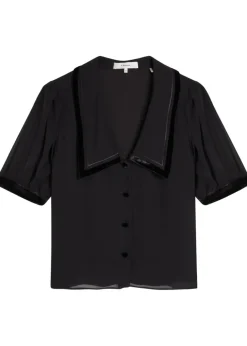 The Velvet Trim silk-chiffon blouse
