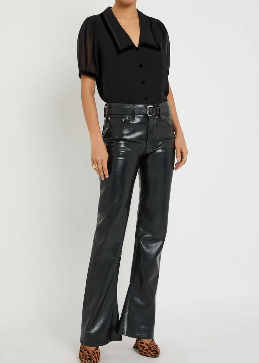 The Velvet Trim silk-chiffon blouse