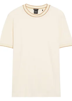 Thompson striped-trim piqué cotton T-shirt