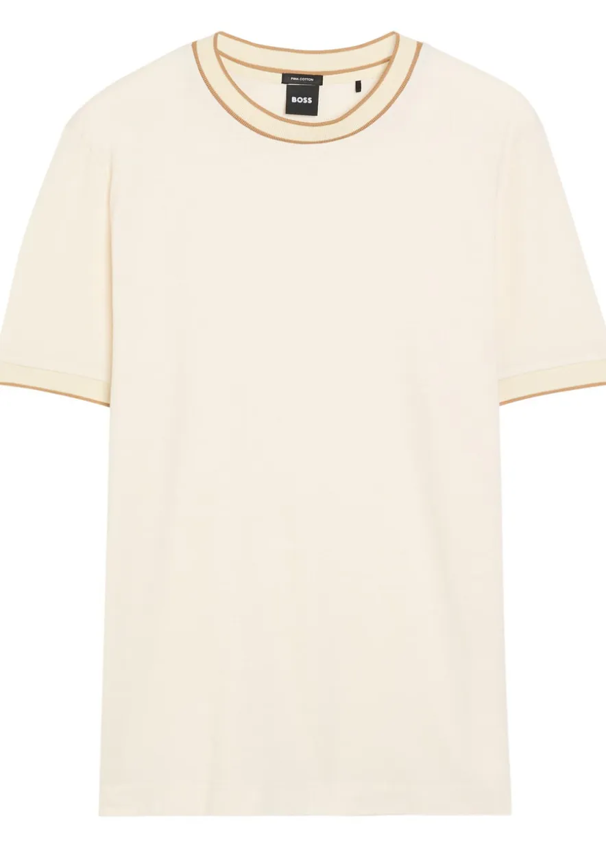 Thompson striped-trim piqué cotton T-shirt