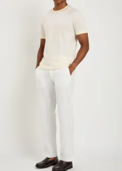 Thompson striped-trim piqué cotton T-shirt