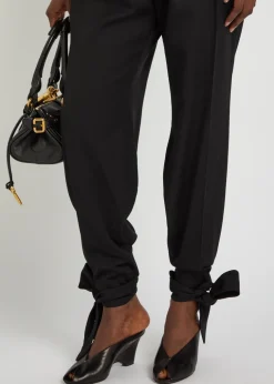 Tie-cuffs tapered-leg wool trousers