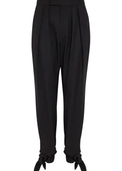 Tie-cuffs tapered-leg wool trousers