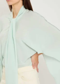 Tie-effect silk shirt
