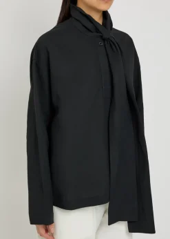 Tie-neck woven top