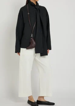 Tie-neck woven top