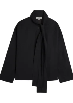 Tie-neck woven top