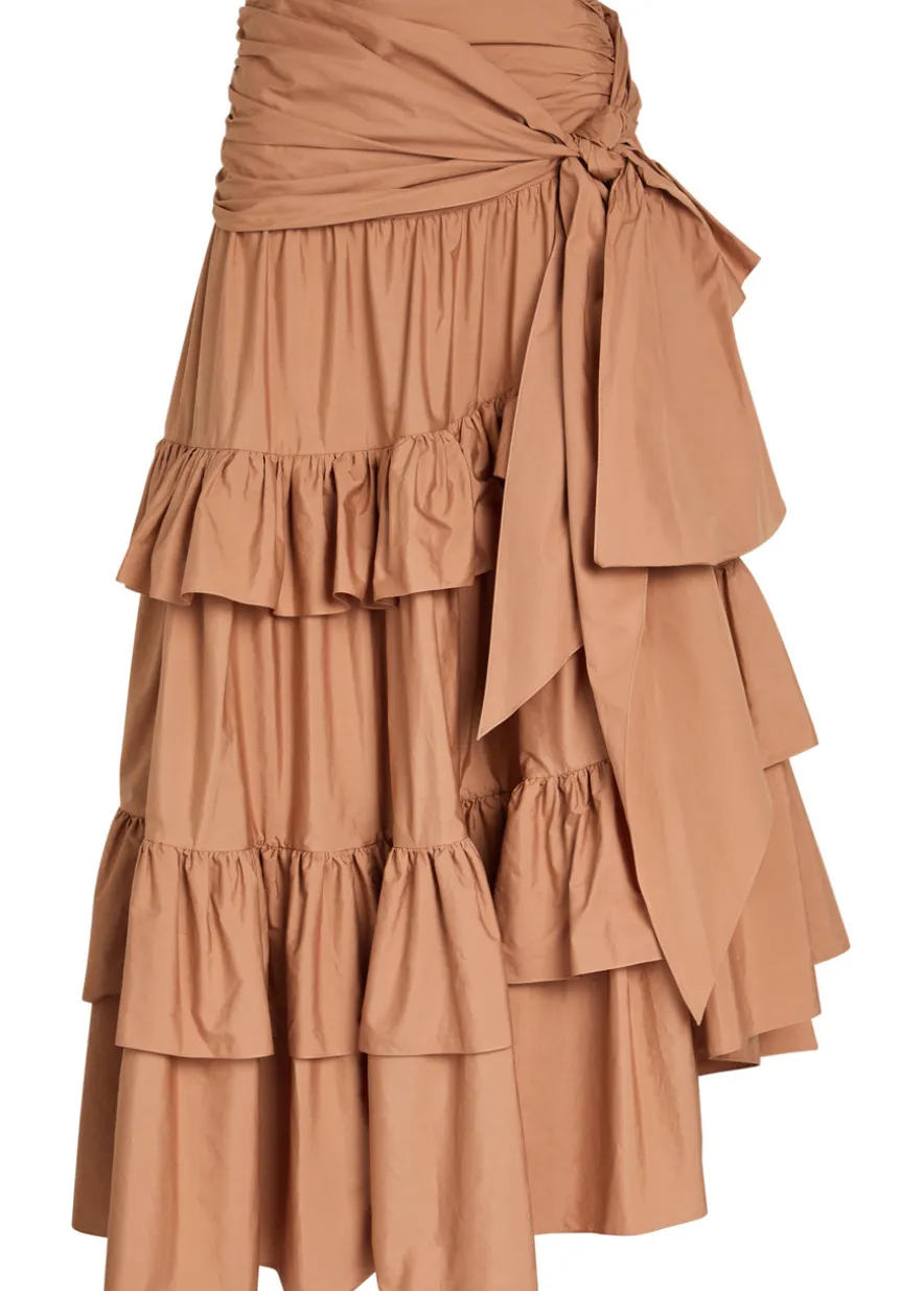 Tiered cotton-poplin maxi skirt