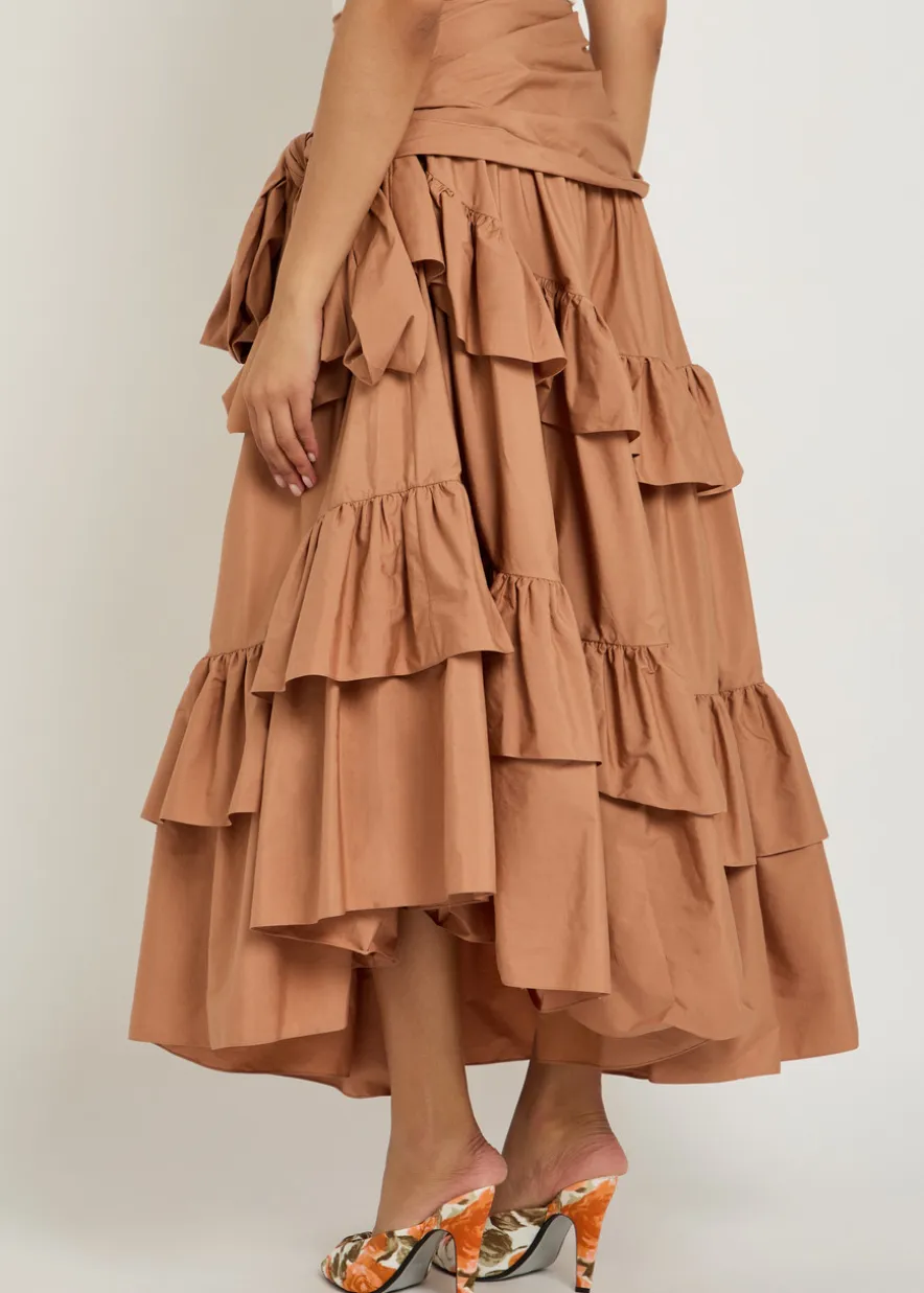 Tiered cotton-poplin maxi skirt