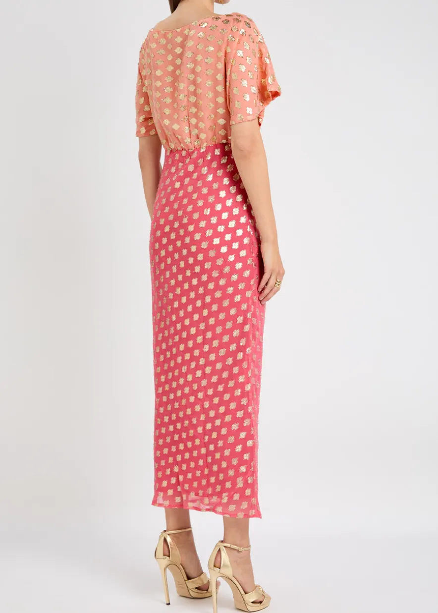 Tilly embroidered chiffon midi dress