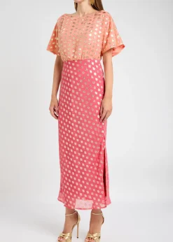 Tilly embroidered chiffon midi dress
