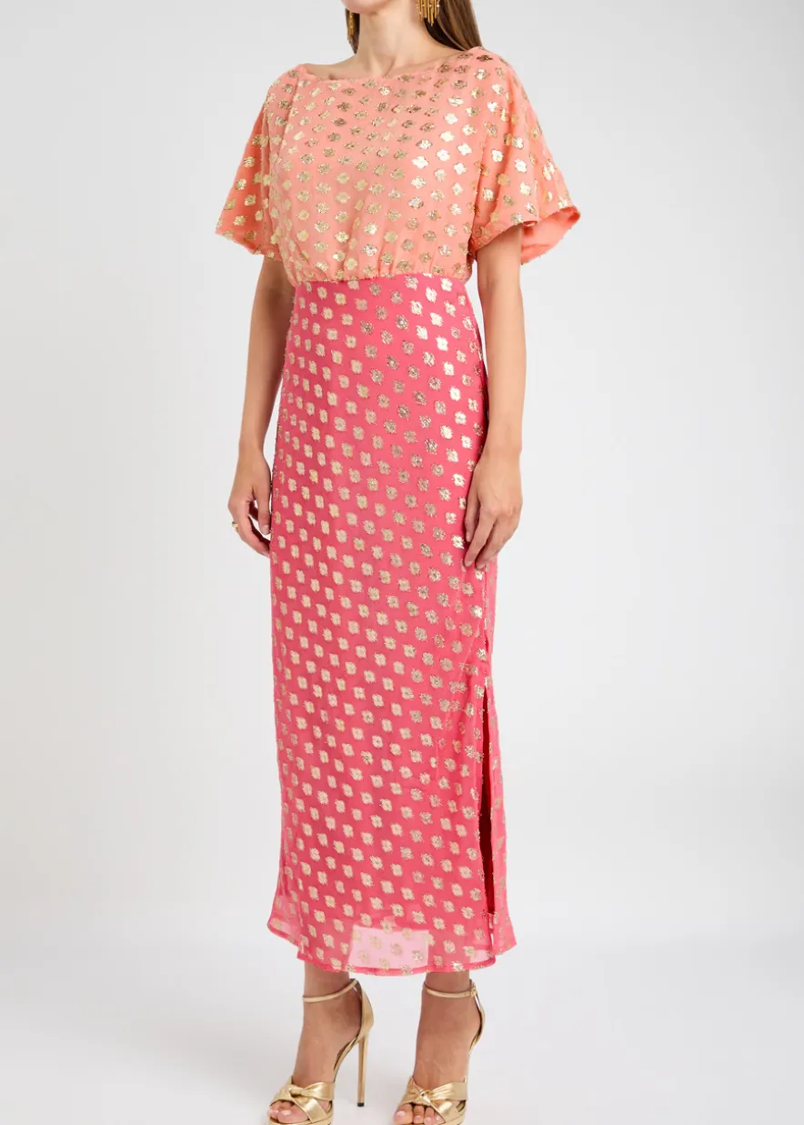 Tilly embroidered chiffon midi dress