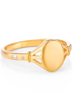 Tilly 18kt gold-plated signet pinky ring