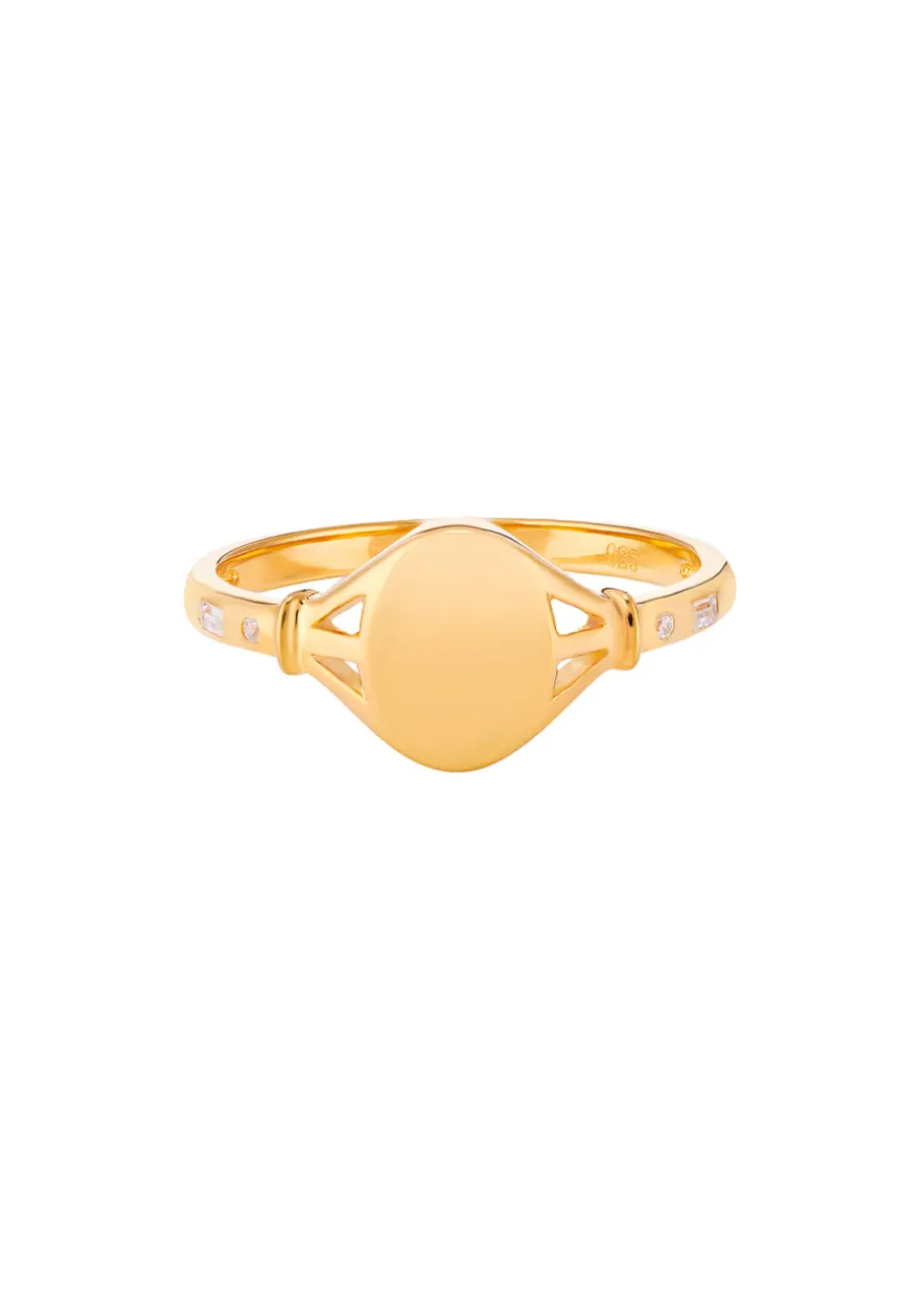 Tilly 18kt gold-plated signet pinky ring