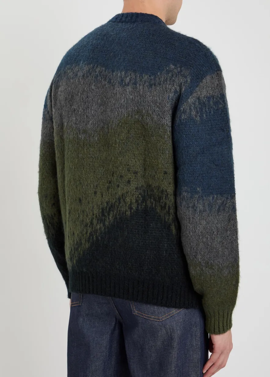 Tinley striped jacquard brushed-knit jumper