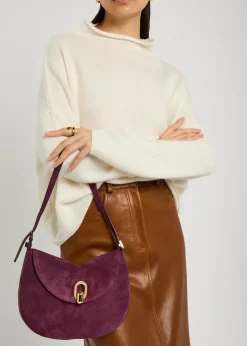 Tondo small suede shoulder bag